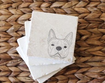 Frenchie Coaster Set of 4/ French bulldog coasters/ Frenchie gift/ frenchie mom