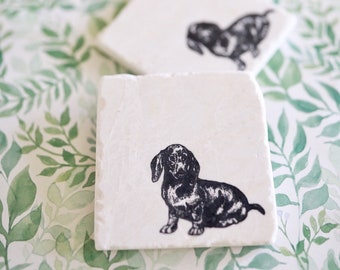 Dachshund Gift/Marble Dog Coaster/ Wiener Dog /dog coasters/ dog gift/ marble coaster/coaster set/tile coasters/stone coasters/ Marble