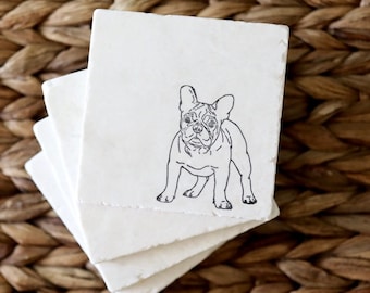 French Bulldog Marble Coaster Set of 4-  French Bulldog gift- Frenchie Gift- French bulldog mom