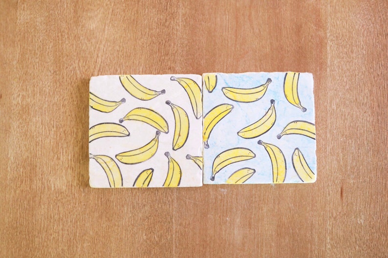 Banana Marble Coasters/ Banana Gift/ Banana Home Decor/ Funny Etsy