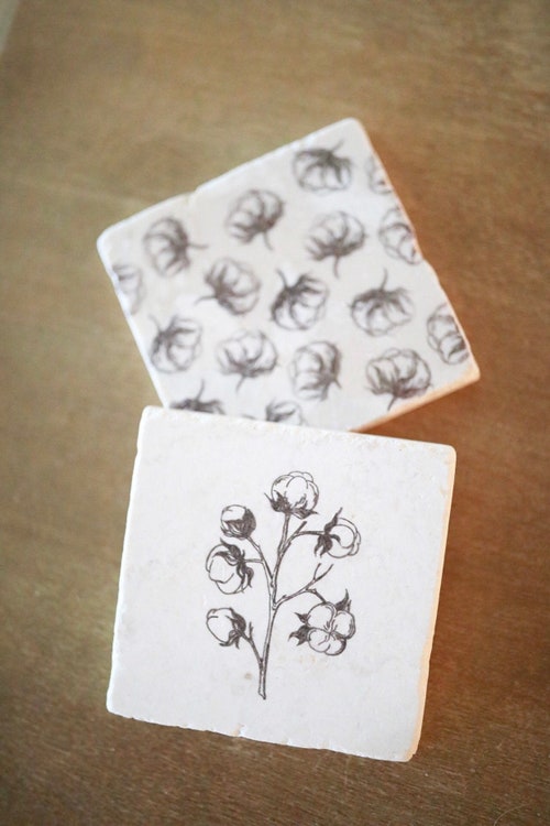 Cotton Stem Marble Coasters