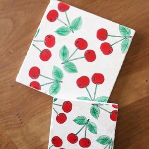 Cherry Marble Trivet Hot Plate Pot Holder Coaster- 6 x 6 trivet- Cherry decor- Cherry party