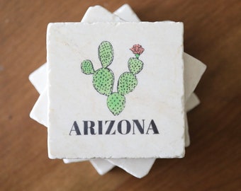 Arizona Cactus Marble coasters/ arizona love coasters/ arizona pride coasters/ drink natural stone marble
