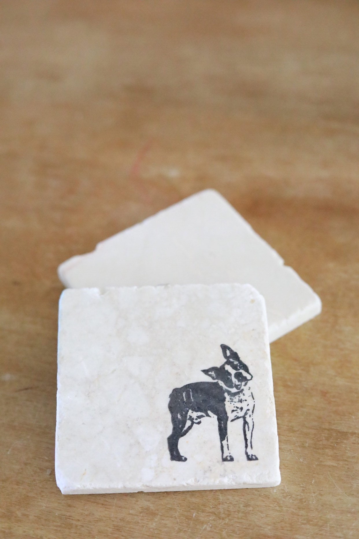 Boston Terrier Marble Coaster Set - Dog Gift Marble Coaster Set Drink Coasters