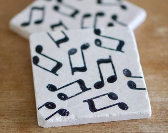 Music Notes Coasters, Marble Coasters, Music Teacher Gift, Musician Gift, Music Lover Gift, Pianist Gift, Band Teacher Gift