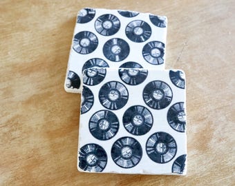 Vintage Vinyl Record Marble Coaster Set, Marble Coasters/ Stone Coasters/ Music Coasters