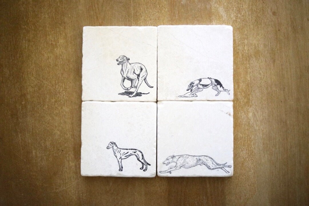 Greyhound Coasters/ Greyhound Dog Gift/ Greyhound Coaster Set of 4