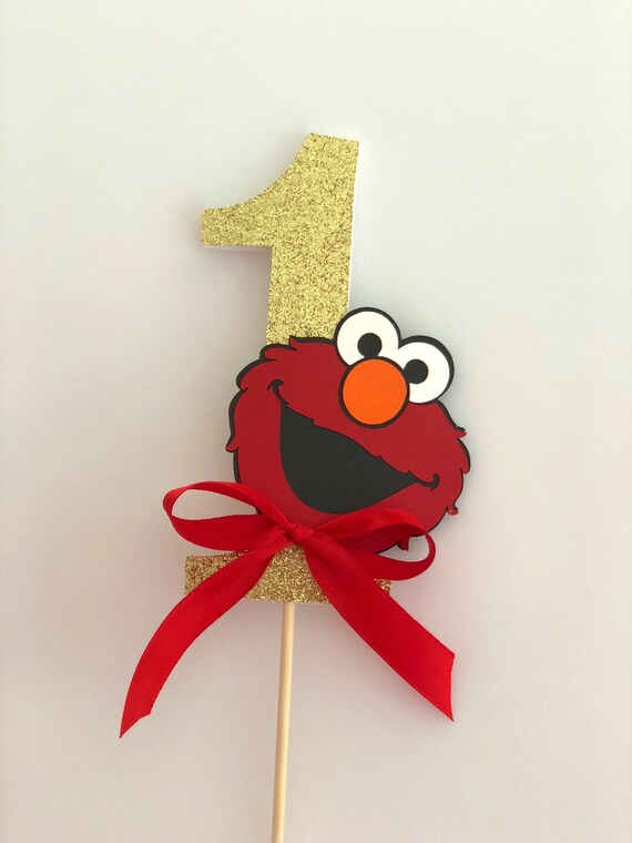 One Cake Topper Age Topper With Elmo 1st Birthday Elmo Etsy