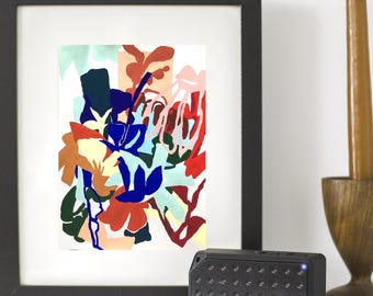 Poster floreale colorato - Illustrazione floreale moderna - Decorazione murale stampabile - Idea regalo originale