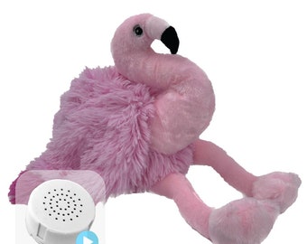 Peluche écologique Freya, le flamant rose, réenregistrable en 20 ou 60 secondes, 16 pouces