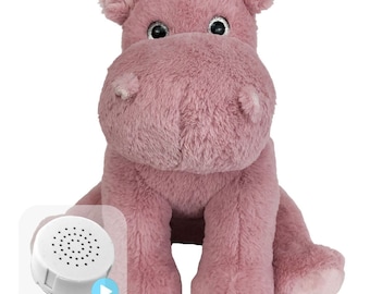 Peluche écologique Henley The Hippo, réenregistrable en 20 ou 60 secondes, 16 po.