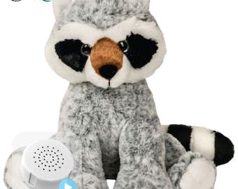 Peluche écologique Bandit de 16 pouces réenregistrable en 20 ou 60 secondes, le raton laveur