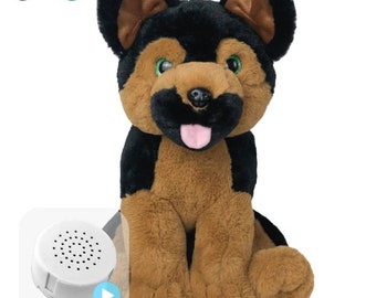 Peluche écologique Duke le berger allemand, réenregistrable en 20 ou 60 secondes, 16 pouces