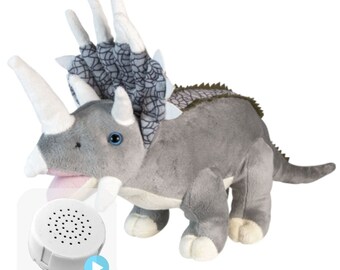 Triceratops câlin en peluche de 16 pouces réenregistrable en 20 ou 60 secondes