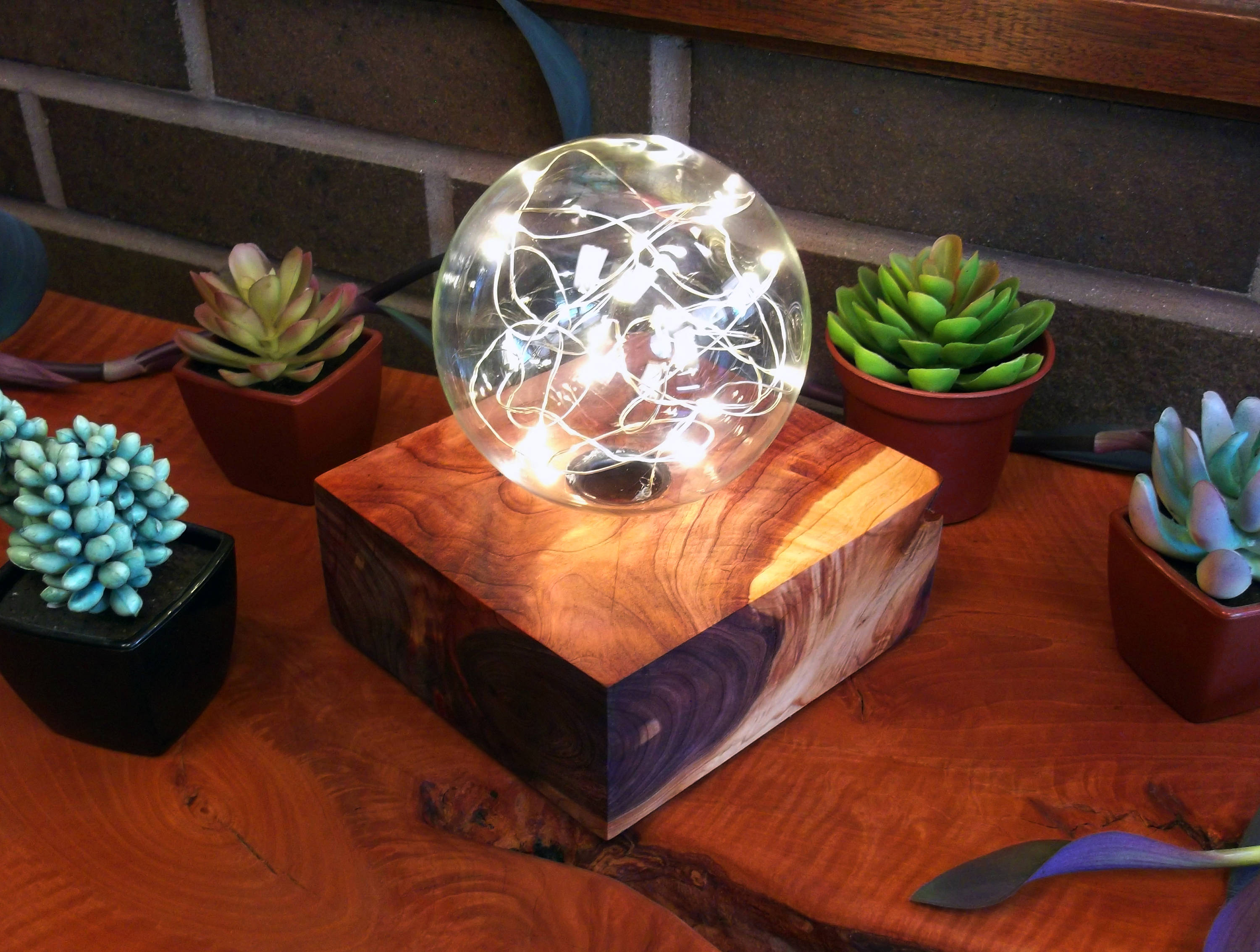 Table Lamp Wooden Lamp Bedside Lamp Globe Lamp Battery | Etsy