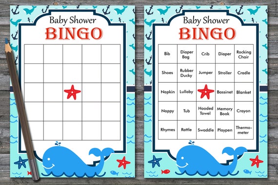 Wonderbaar Nautische baby douche bingokaarten zee baby douche Bingo | Etsy GI-03
