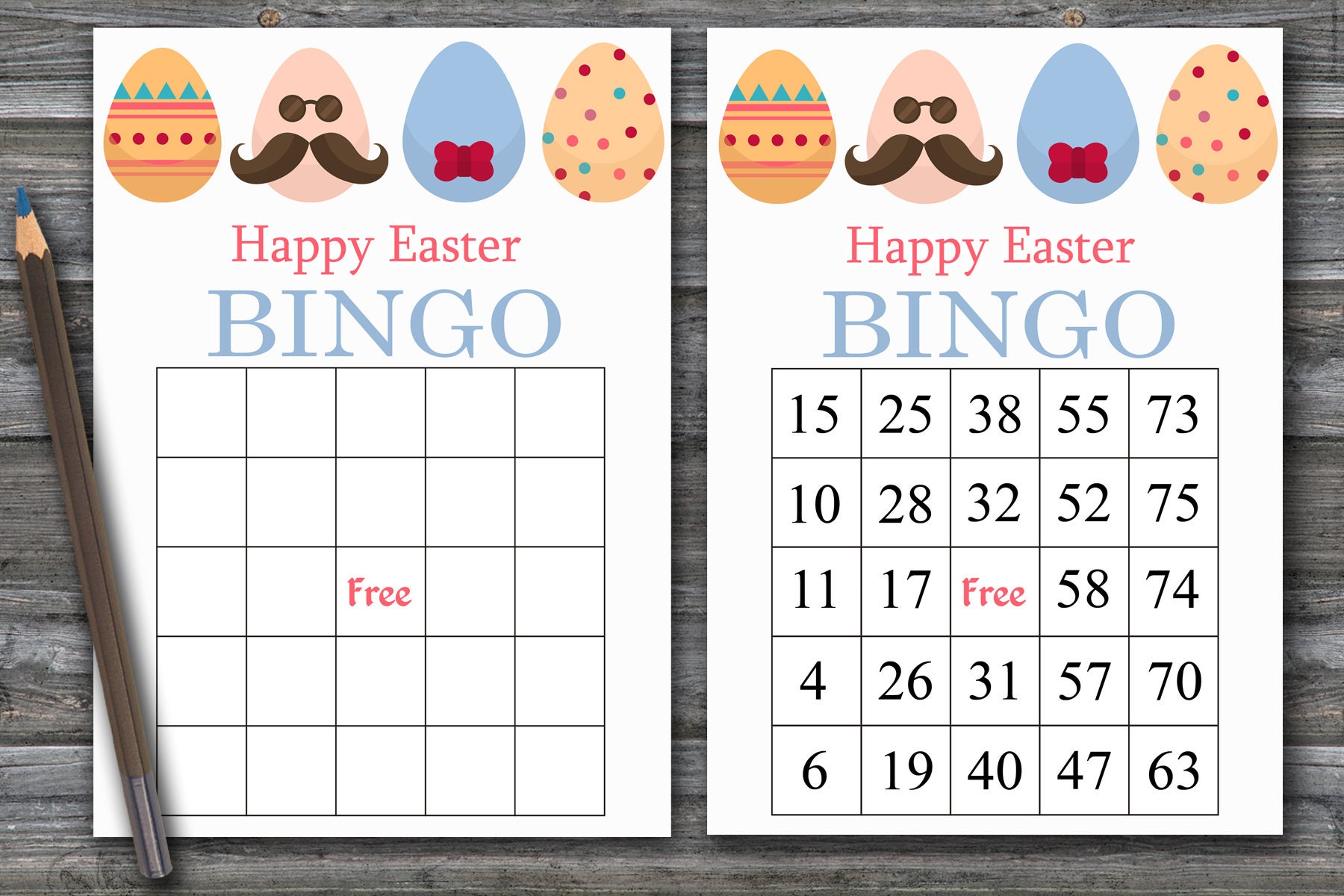 Easter bingo cards Easter bingo game Easter eggs bingo game Etsy