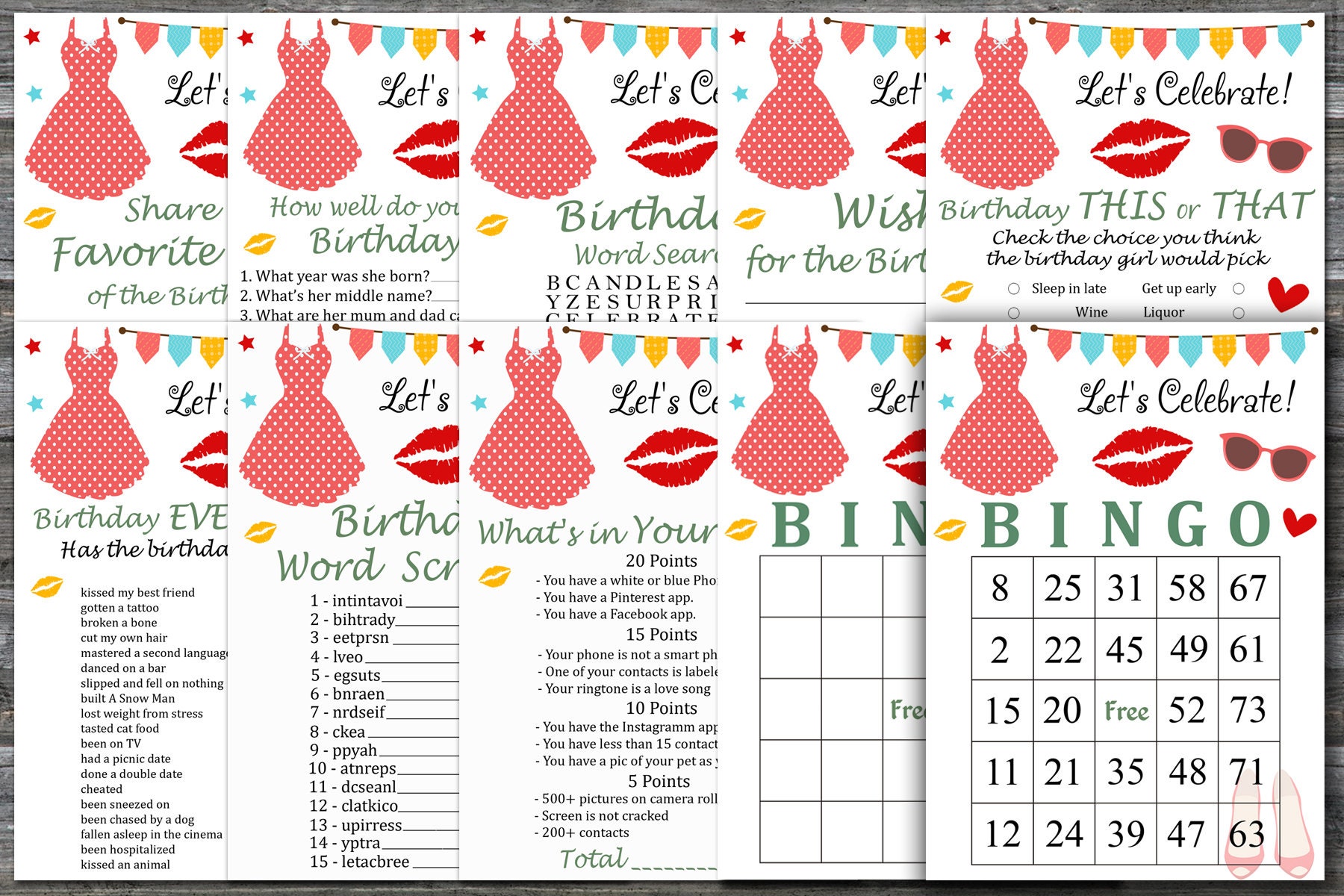 Polka Dot Geburtstagsspiele Polka Dot Geburtstag Spiele Etsy