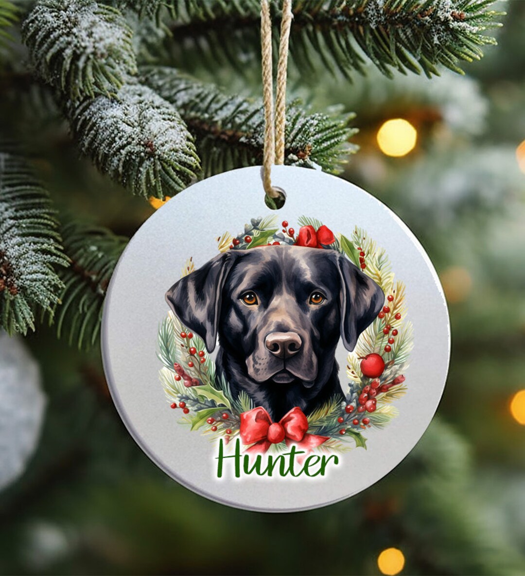 Christmas Ornament, Black Lab, Dog Ornament, Personalized, 3 Round ...
