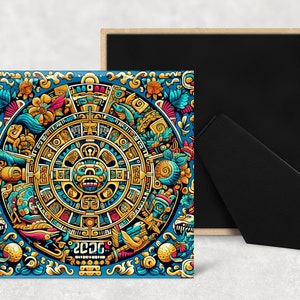 Mexican Calendar, Art tile, Ceramic tile, 4"x4", 6"x6", decorative tile, easel back or plain back