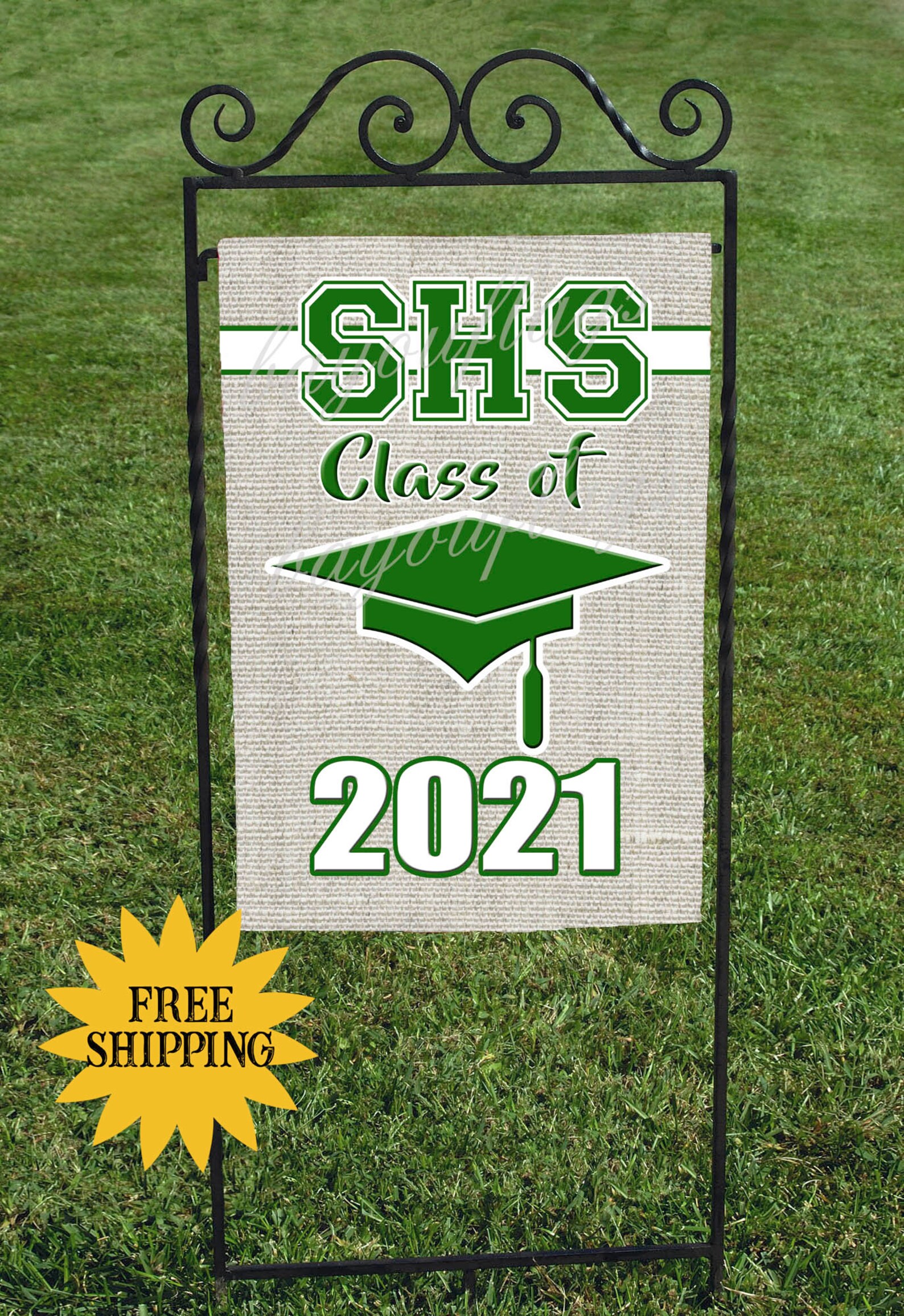 Flag, Graduation Flag, Cap, School Initials, School Colors ...