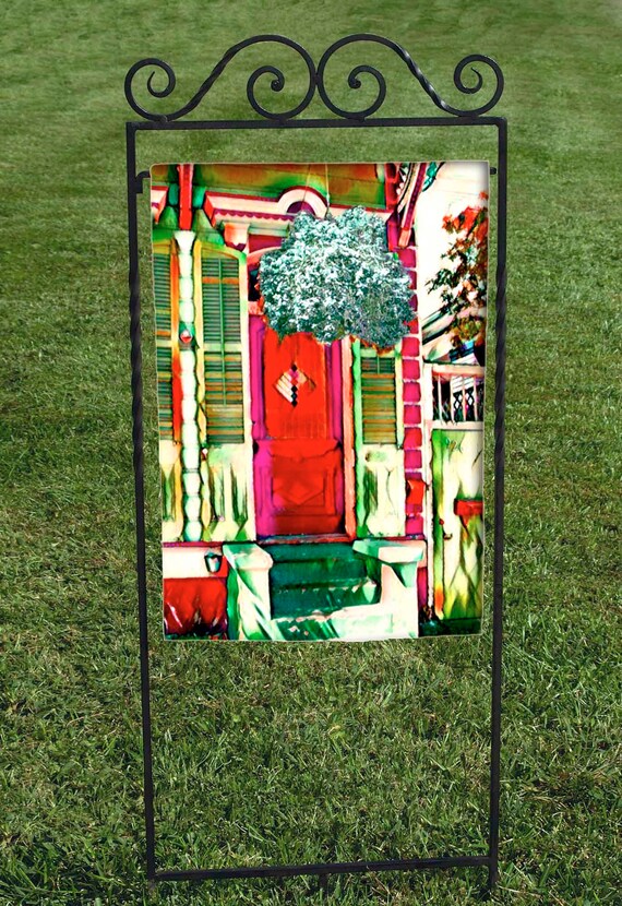French Quarter Red Door Garden Flag New Orleans Red Green Etsy