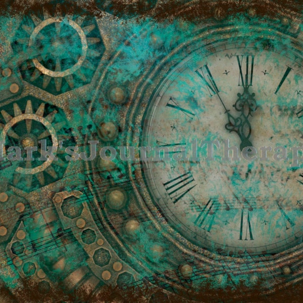 STEAMPUNK BLUES digital kit/printable/junk journal/scrapbooking/digikit/collection/paper/vintage/victorian/instant download/clock/gears/owls