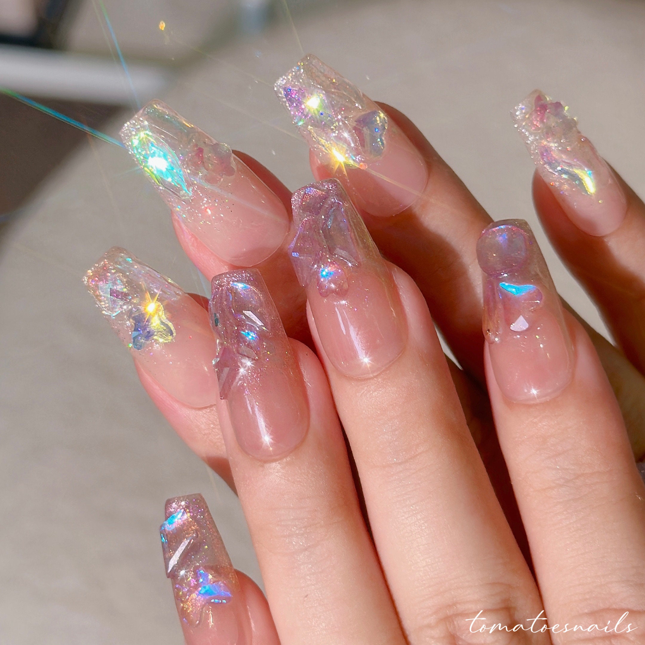 Transparent Ice Crystal Nails That Shine