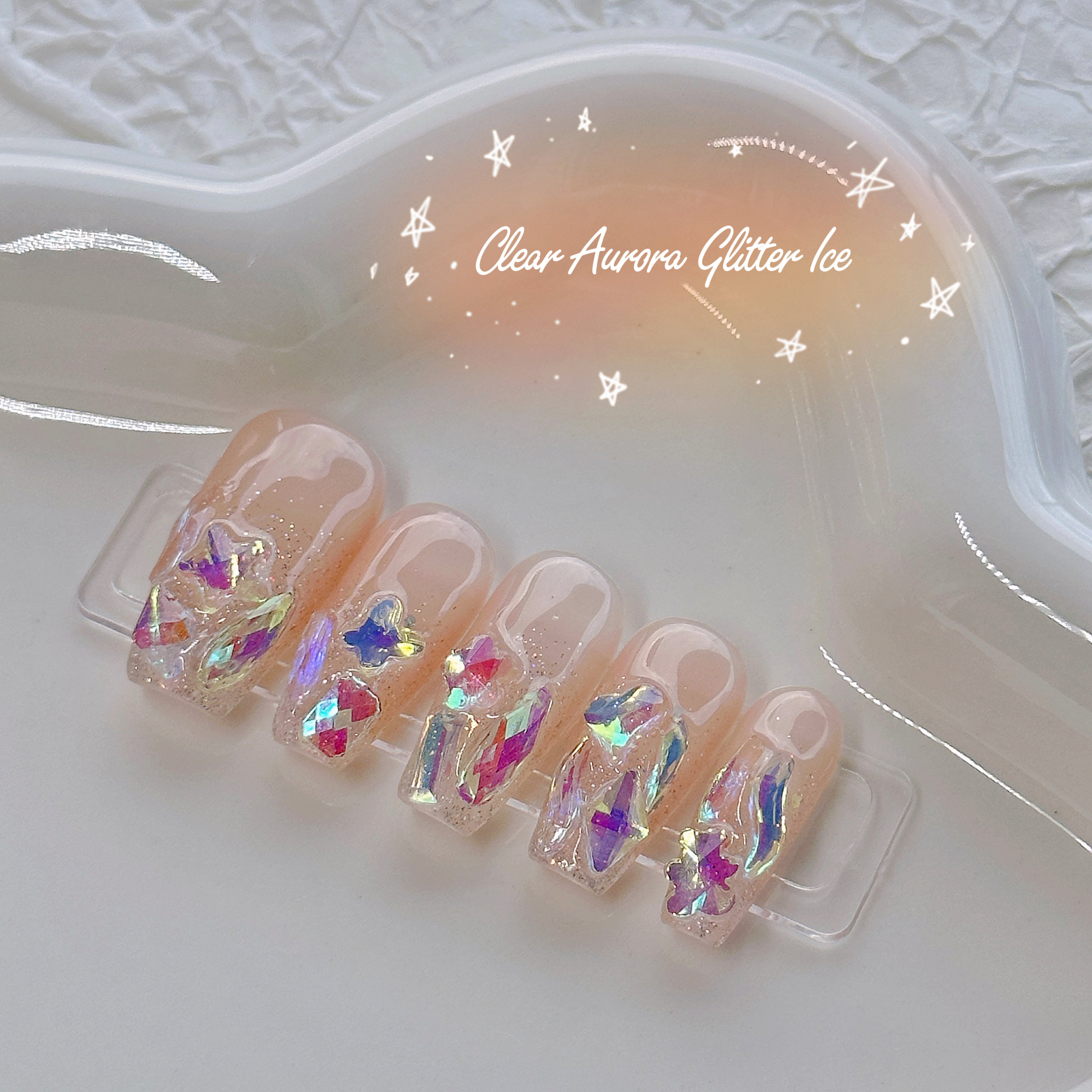 Transparent Ice Crystal Nails That Shine