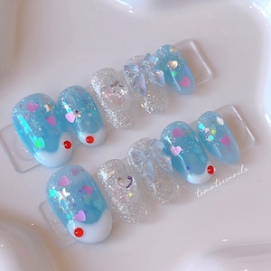 Cream Soda Nails, Cute Drink Nails, Sparkle Soda Nails, Japanese Drink Nails, Sparkle Nails, Cherry Nails, Kawaii Nails, Japanese Nails Art