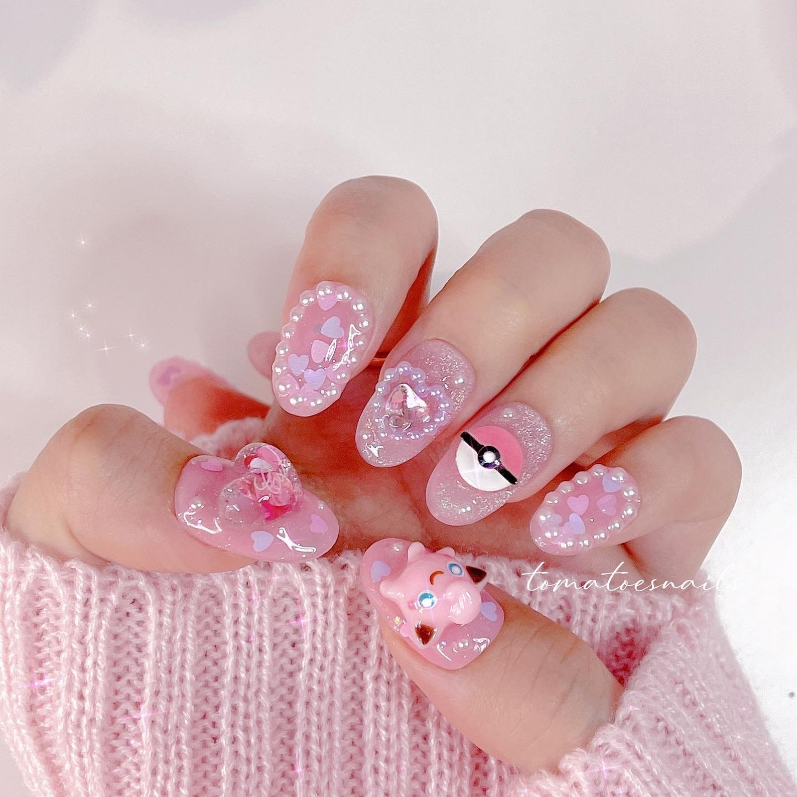 Pink Puffy Press on Nails Purin Nails Cute Japanese Anime - Etsy