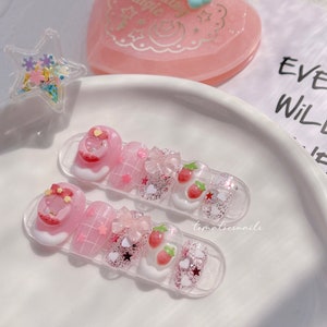 Mini Pink Strawberry Game Shaker Nails , Cute 3D Nails , Kawaii Japanese Manga Gaming Anime Nails , Cute Glitter Nails , Tomatoesnails