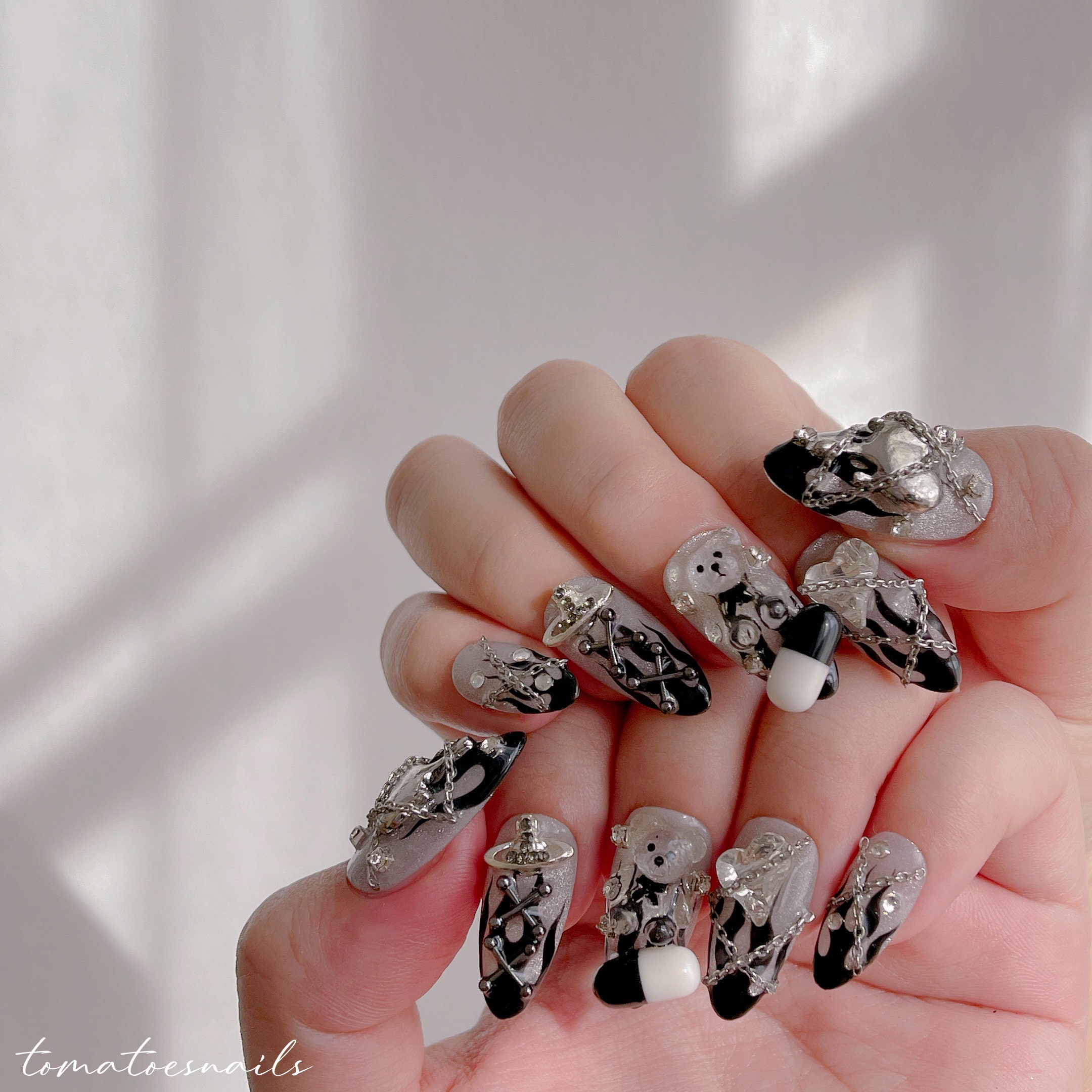 Mixed Metals Nails: Manicure Featuring Nail Foils and Studs  The Happy  Sloths: Beauty, Makeup, and Skincare Blog with Reviews and Swatches