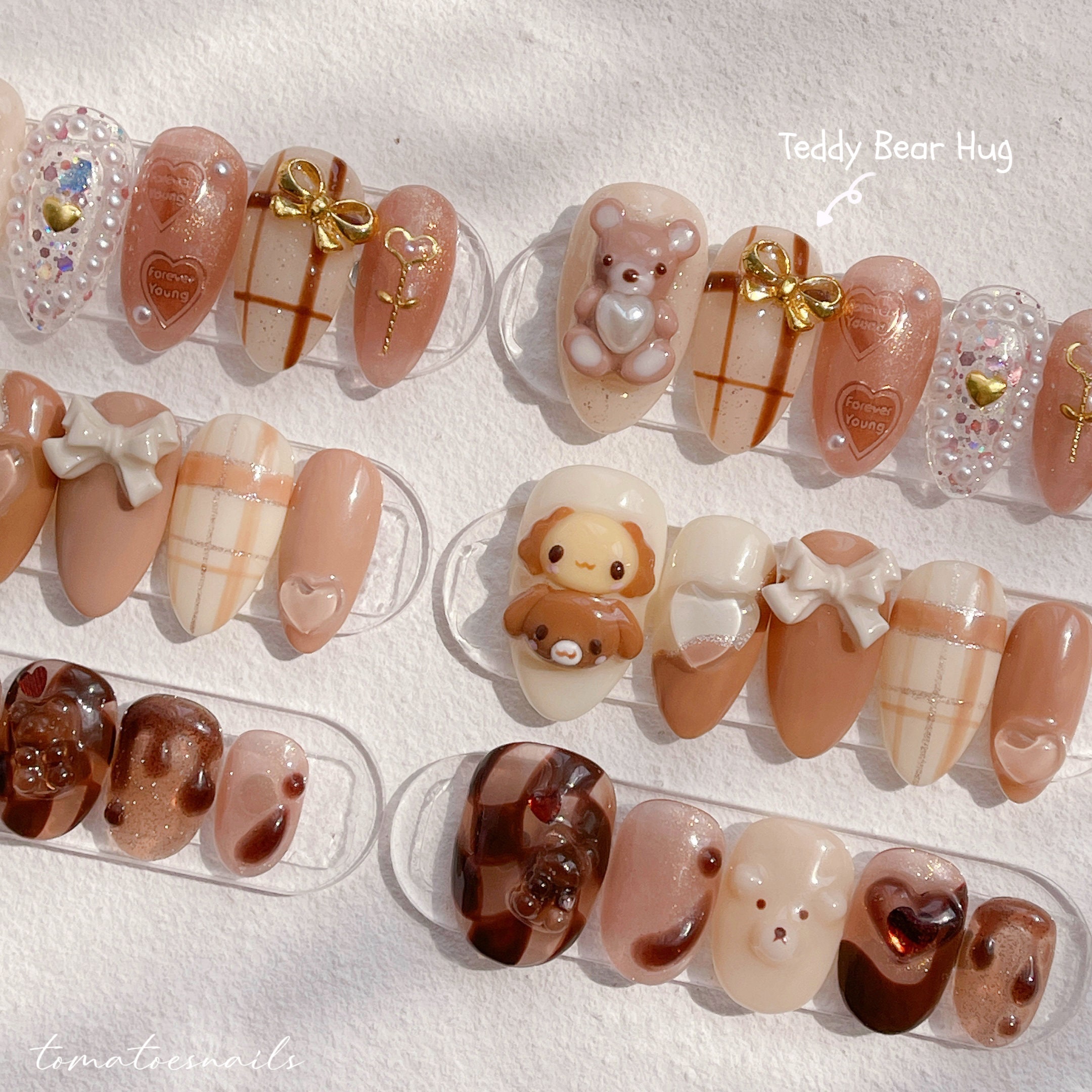 10pcs Resin 3D Teddy Bear Charms for Nail Art Decorations 