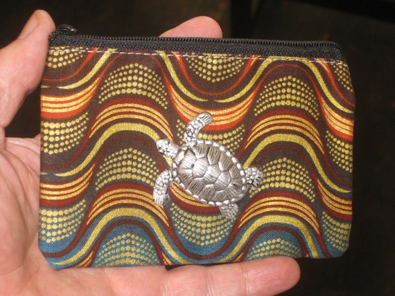 Hand made turtle change purse, lined with zipper.