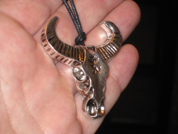 Cool Bull skull pendant, hand made.