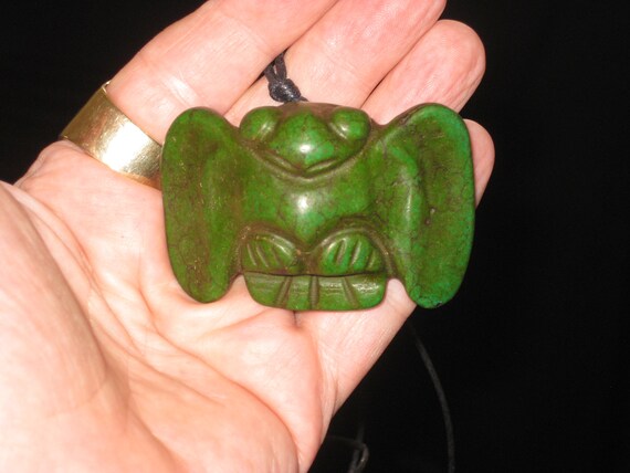 Very old hand carved Jade eagle pendant, with adjustable necklace.