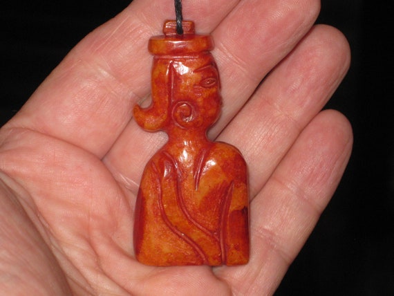 All natural hand carved Jade woman pendant, with adjustable necklace.