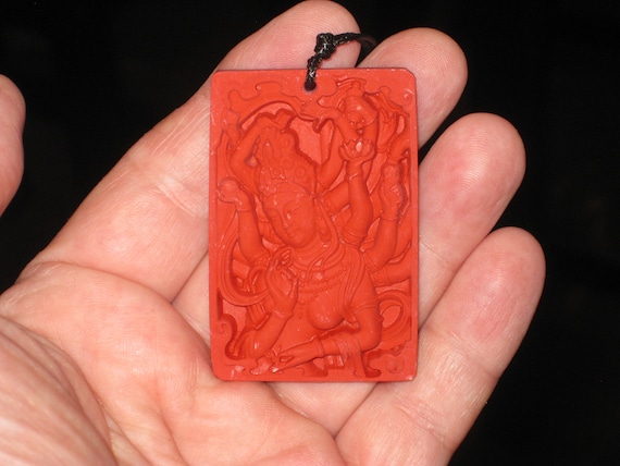 Organic Cinnabar pendant, with adjustable necklace.