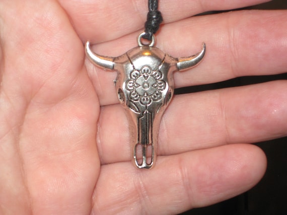Cool Bull skull pendant, hand made.