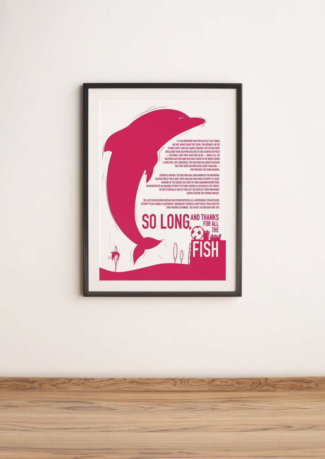 Hitchhiker's Guide to the Galaxy Dolphin Print 8x10 Pink Etsy