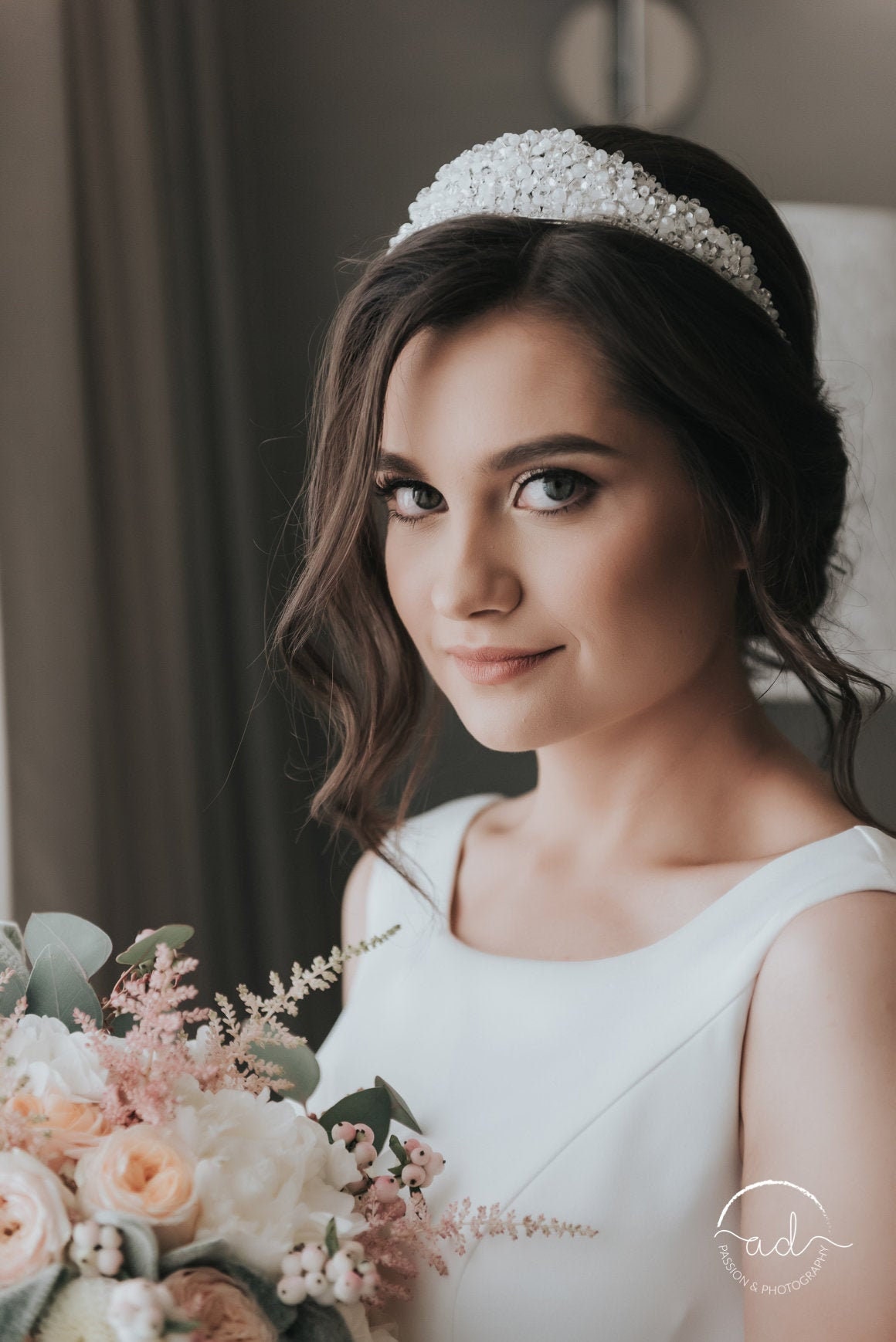 LISA CROWN Wedding Crown Bridal Headband Bridal Tiara | Etsy
