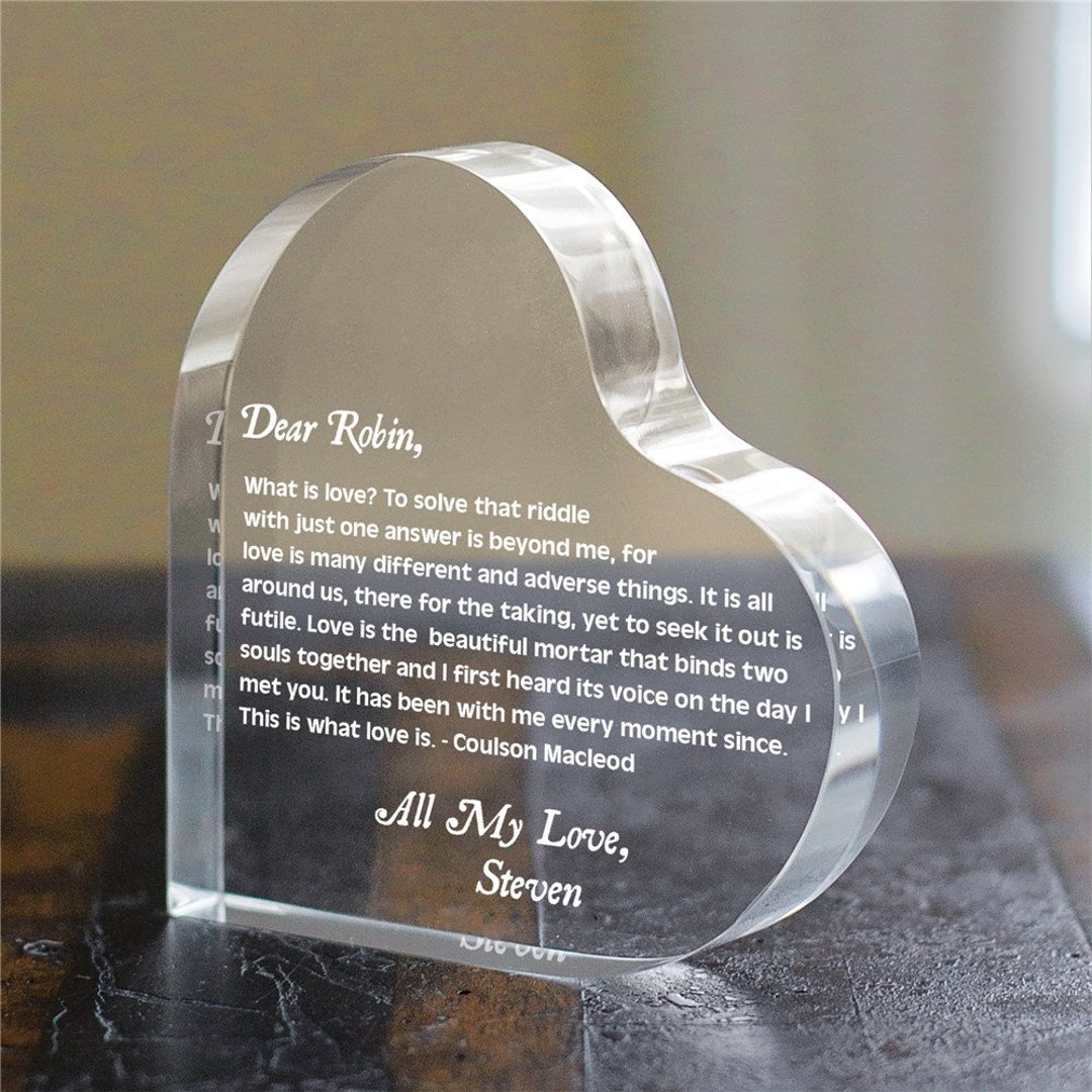 Engraved Dear Valentine Acrylic Heart Keepsake Etsy