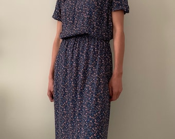 Vintage Printed Midi Dress XS S