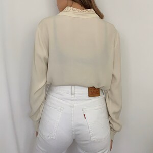 Vintage Sand Lightweight Detailed Blouse XS S image 3