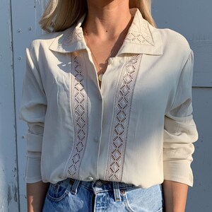 Vintage Sand Lightweight Detailed Blouse XS S image 5