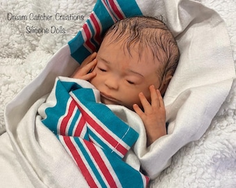 Full Body Silicone DRINK AND WET - Painted & Rooted Baby A Asleep Doll - Ready to Send