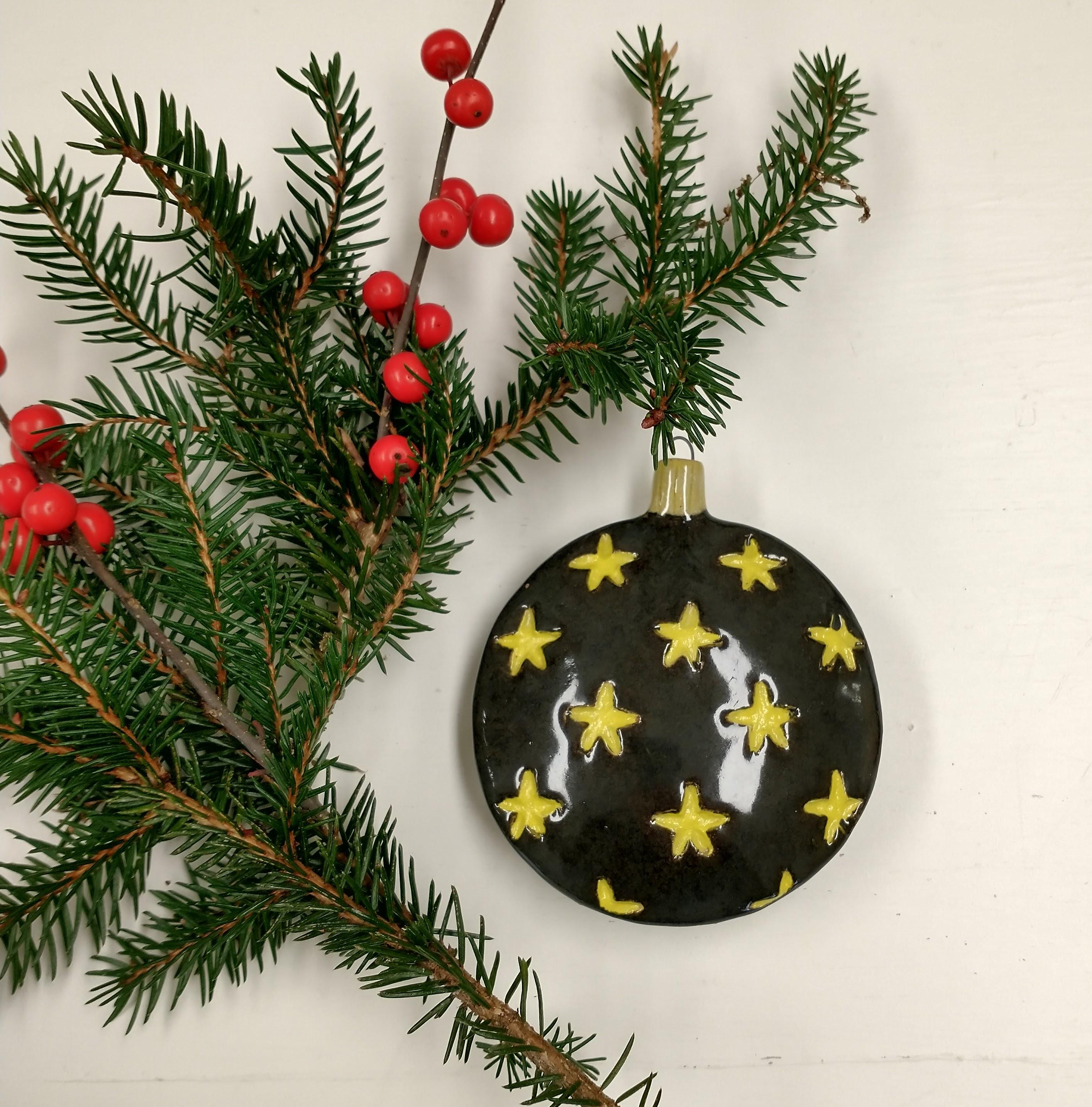 Ceramic red Christmas tree ornament