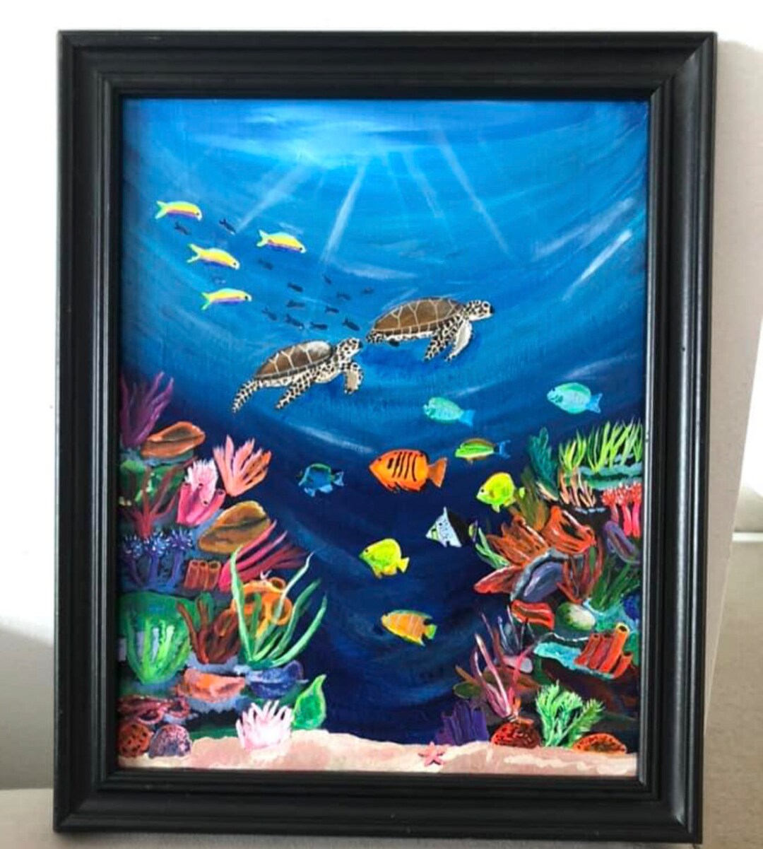 11 X 14 Framed Acrylic Painting Reef Life Etsy