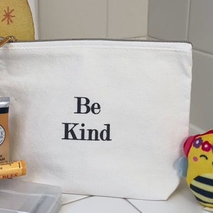 Be Kind Makeup Cosmetic Travel Bag with Gold Zipper Closure makes the perfect gift
